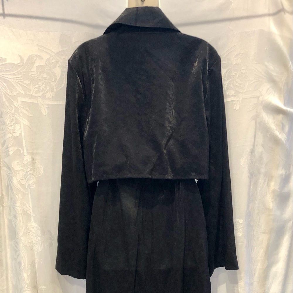 RtA Black Karina Shimmery Star Design Trench Coat M $594 - Picture 7 of 10